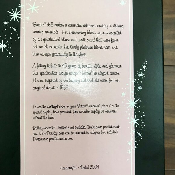Barbie 45th Anniversary Ornament Battery Operated Display Hallmark Keepsake 2004 - Picture 8 of 9